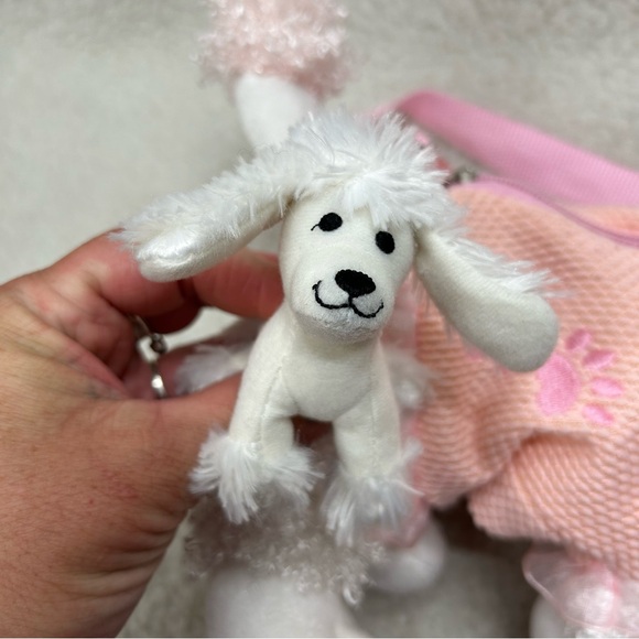 Poodle plush dog kids purse  12" pink peach white w/ mini poodle clip READ - Picture 12 of 15